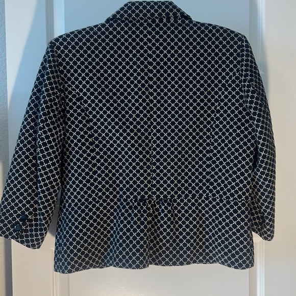 Chico cotton wool navy blazer size 2 black and white diamond design workwear - Picture 7 of 15